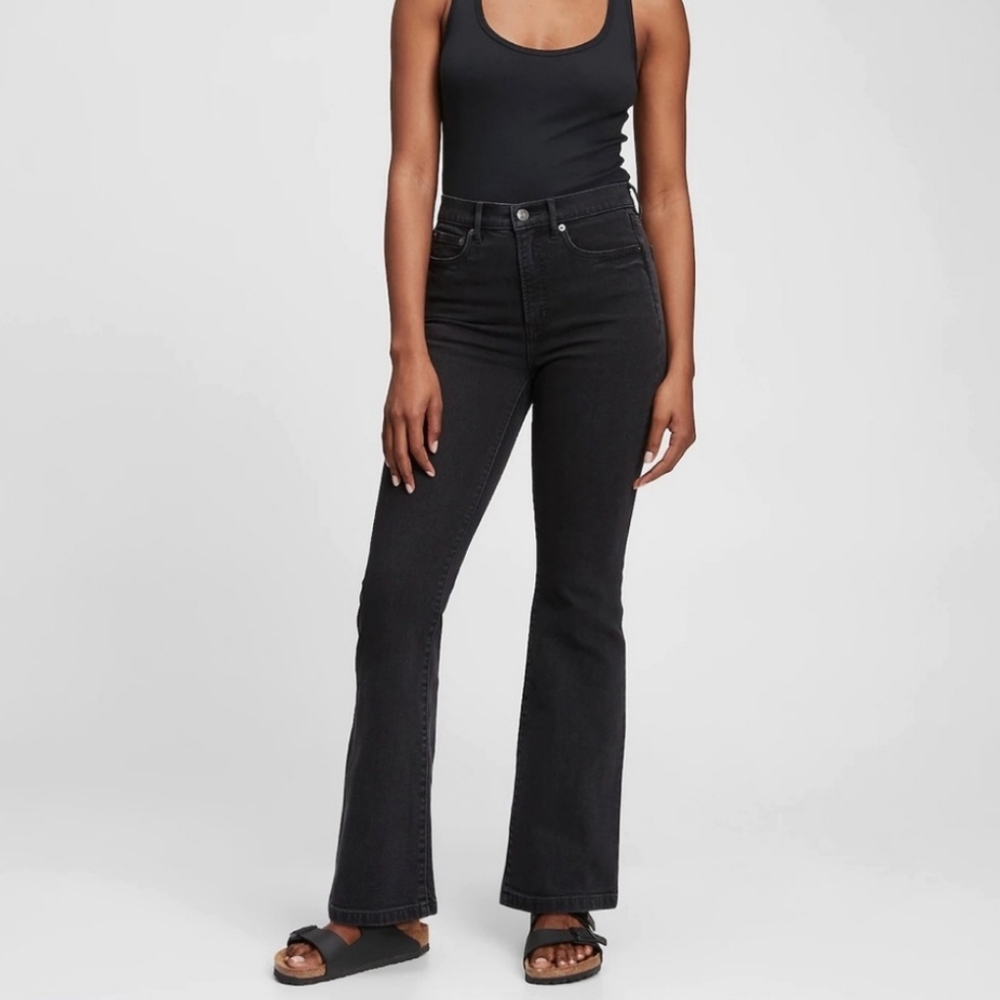 GAP Black High-Rise Flare Wide-Leg Jeans